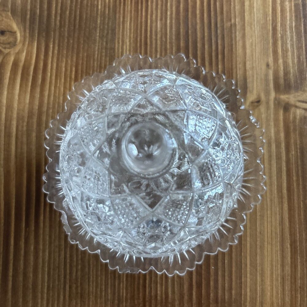 Vintage Cut Glass Clear Deco MCM 30s 40s Mini Lidded Granny Cottagecore